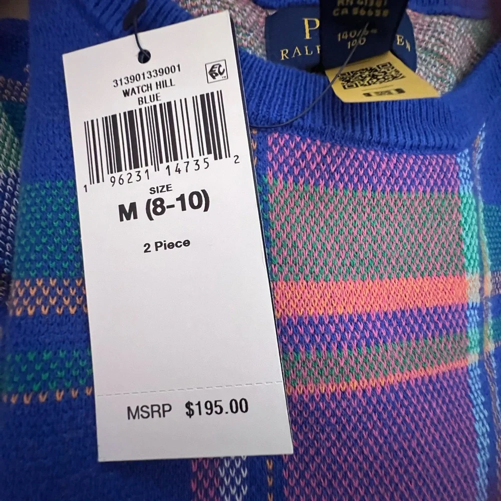Polo by Ralph Lauren Girls Multicolor Crewneck Plaid Sweater with skirt - Picture 2 of 9